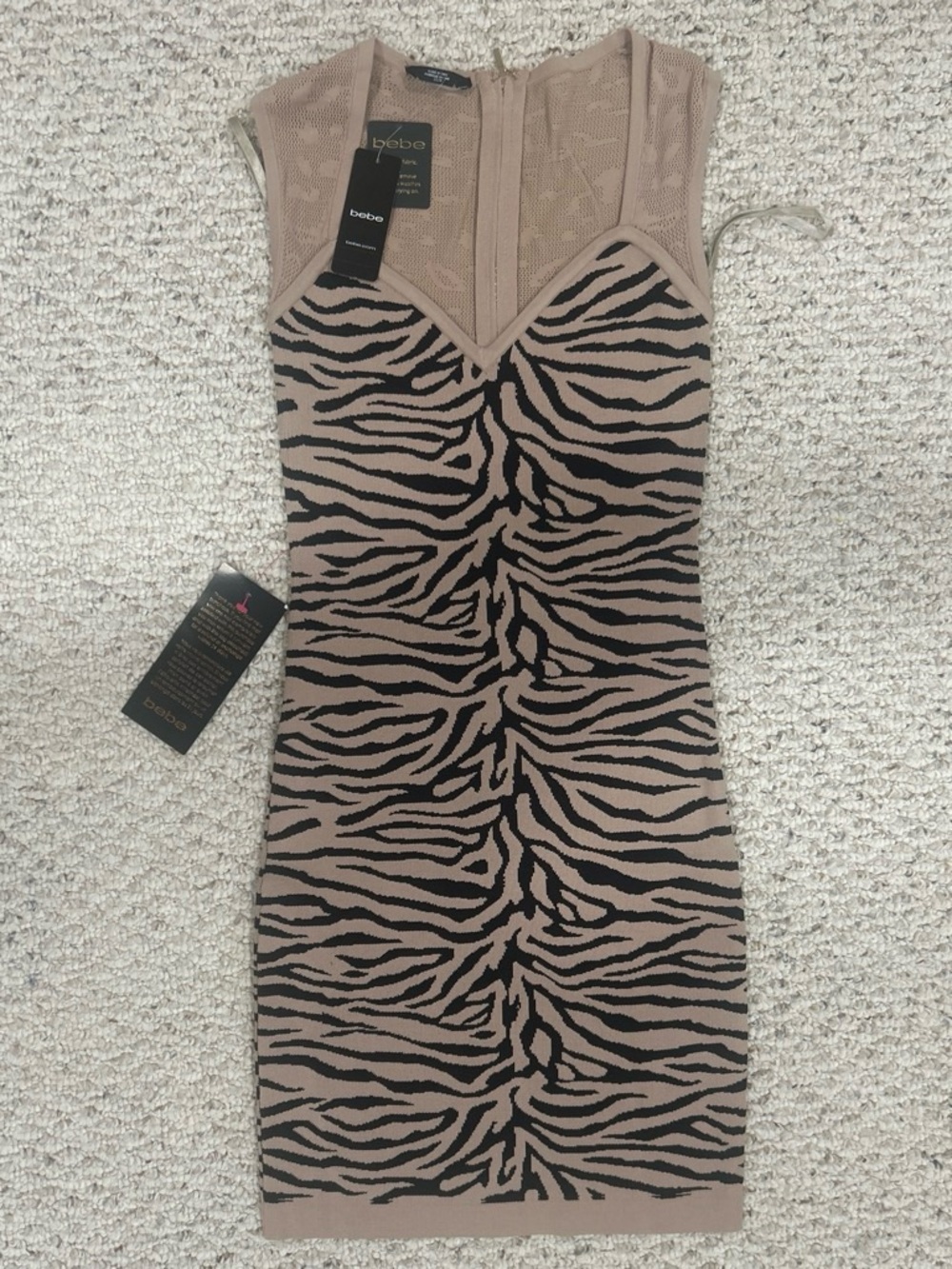 bebe Taupe & Black Zebra-Print Bodycon Mini Dress